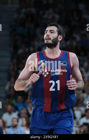 Madrid, Espagne. 01 juin 2024. Abrines Alex du FC Barcelone lors du match de demi-finale de la Ligue espagnole Liga ACB 2ª, entre le Real Madrid et le FC Barcelone à Wizink le 31 mai 2024 à Madrid, Espagne. (Photo par Oscar Gonzalez/Sipa USA) crédit : Sipa USA/Alamy Live News Banque D'Images