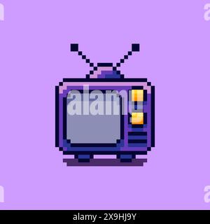 Illustration vectorielle de la télévision rétro avec Pixel Art Design, parfait pour les conceptions à thème d'actifs de jeu Illustration de Vecteur