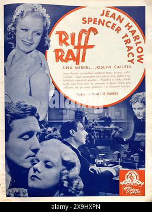 Publicité commerciale tchèque pour JEAN HARLOW SPENCER TRACY et JOSEPH Calleia in RIFFRAFF 1936 réalisateur J. WALTER Rubin Metro Goldwyn Mayer (MGM) Banque D'Images