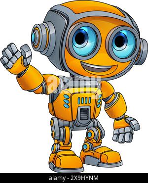 Robot Mascot Cartoon Cute Fun Alien Character Man Illustration de Vecteur
