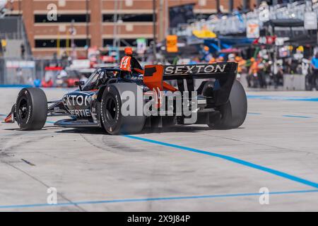 31 mai 2024, Detroit, Mi, États-Unis : le pilote de LA SÉRIE NTT INDYCAR, SANTINO FERRUCCI (14) de Woodbury, Connecticut, pratique pour le Grand Prix de Detroit dans Streets of Detroit à Detroit, mi. (Crédit image : © Walter G. Arce Sr./ASP via ZUMA Press Wire) USAGE ÉDITORIAL SEULEMENT! Non destiné à UN USAGE commercial ! Banque D'Images