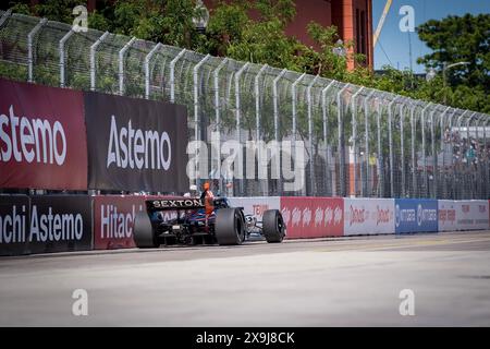 31 mai 2024, Detroit, Mi, États-Unis : le pilote de LA SÉRIE NTT INDYCAR, SANTINO FERRUCCI (14) de Woodbury, Connecticut, pratique pour le Grand Prix de Detroit dans Streets of Detroit à Detroit, mi. (Crédit image : © Walter G. Arce Sr./ASP via ZUMA Press Wire) USAGE ÉDITORIAL SEULEMENT! Non destiné à UN USAGE commercial ! Banque D'Images