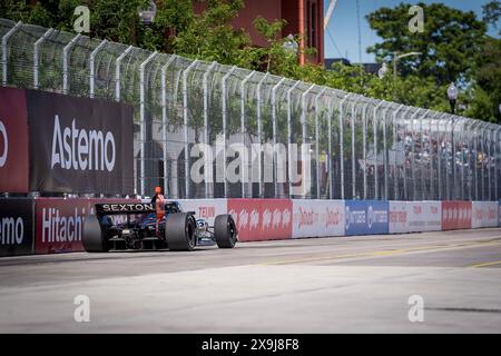 31 mai 2024, Detroit, Mi, États-Unis : le pilote de LA SÉRIE NTT INDYCAR, SANTINO FERRUCCI (14) de Woodbury, Connecticut, pratique pour le Grand Prix de Detroit dans Streets of Detroit à Detroit, mi. (Crédit image : © Walter G. Arce Sr./ASP via ZUMA Press Wire) USAGE ÉDITORIAL SEULEMENT! Non destiné à UN USAGE commercial ! Banque D'Images