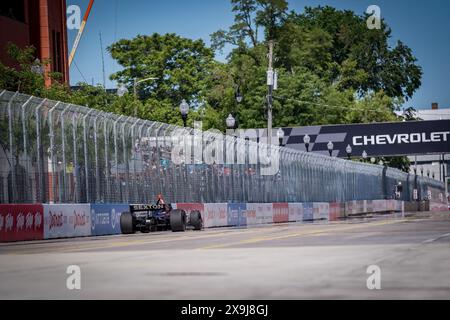 31 mai 2024, Detroit, Mi, États-Unis : le pilote de LA SÉRIE NTT INDYCAR, SANTINO FERRUCCI (14) de Woodbury, Connecticut, pratique pour le Grand Prix de Detroit dans Streets of Detroit à Detroit, mi. (Crédit image : © Walter G. Arce Sr./ASP via ZUMA Press Wire) USAGE ÉDITORIAL SEULEMENT! Non destiné à UN USAGE commercial ! Banque D'Images