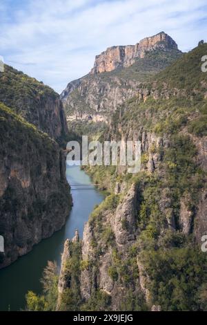 Vue aérienne des gorges de Congost de Mu en Catalogne Banque D'Images