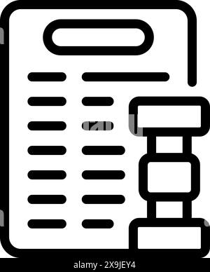 Une icône de ligne noire et blanche représentant un plan d'entraînement de gym avec un symbole haltère Illustration de Vecteur