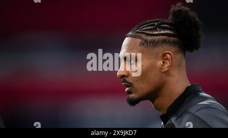 Londres, Royaume-Uni. 31 mai 2024. Sebastien Haller, du Borussia Dortmund, regarde pendant l'entraînement du Borussia Dortmund à la veille du match final de l'UEFA Champions League entre le Borussia Dortmund et le Real Madrid CF. Crédit : Nicolò Campo/Alamy Live News Banque D'Images