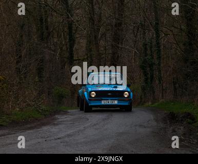 23/03/2024 Littledale, Lancaster Ford Escort Mk2 87 avec Aled Wyn Morgans & Ian Taylor lors des étapes nord-ouest du championnat britannique de rallye Banque D'Images