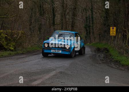 23/03/2024 Littledale, Lancaster Ford Escort Mk2 87 avec Aled Wyn Morgans & Ian Taylor lors des étapes nord-ouest du championnat britannique de rallye Banque D'Images