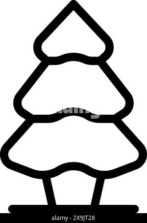 Illustration vectorielle d'un arbre de noël stylisé, délimité en noir sur fond blanc Illustration de Vecteur