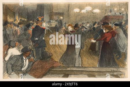 Tirage d'art vintage : Bal de barrière, par Théophile Alexandre Steinlen, 1898. De L'Estampe moderne Banque D'Images