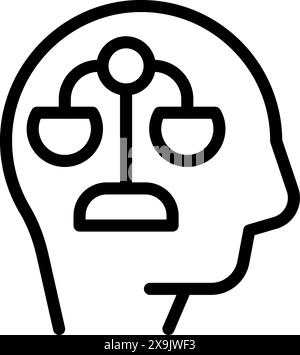 Icône de concept d'esprit équilibré avec un accent sur la santé mentale, l'équilibre et la stabilité émotionnelle en psychologie et en bien-être, représentée dans une illustration de conception graphique vectorielle d'art au trait simple Illustration de Vecteur