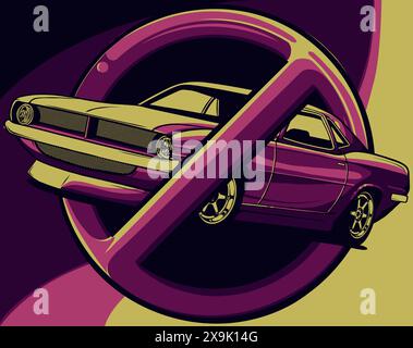 illustration vectorielle de l'interdiction de muscle car sur fond blanc Illustration de Vecteur