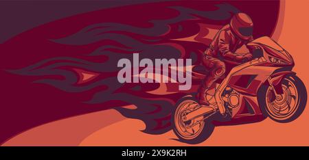 Illustration vectorielle de Fiery Sports Motorbike Racer Illustration de Vecteur