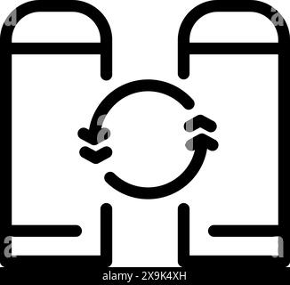 Illustration d'icône de synchronisation mobile moderne avec un design simple en noir et blanc pour smartphones et technologie. Représentant le transfert de données et la connectivité entre les périphériques Illustration de Vecteur