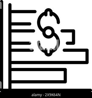 Icône de dessin au trait d'un rapport financier avec le signe dollar, représentant la comptabilité ou la budgétisation Illustration de Vecteur