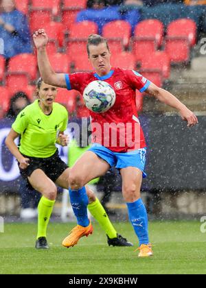 Prague, Tchéquie. 31 mai 2024. Tereza Szewieczkova (17 ans), de Tchéquie, photographiée lors d'un match opposant les équipes nationales de Tchéquie et de Belgique, appelé les Red Flames, lors du troisième jour de match du Groupe A2 dans la phase de la compétition des qualifications européennes féminines de l'UEFA 2023-24, le vendredi 31 mai 2024 à Prague, en Tchéquie. Crédit : Sportpix/Alamy Live News Banque D'Images