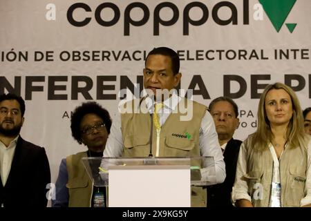 Mexico, Mexique. 31 mai 2024. Julio Cesar Valentin, chef de la Mission internationale d'observation électorale de la Conférence permanente des partis politiques d'Amérique latine (Coppal), intervient lors d'une conférence de presse à l'hôtel Hilton Reforma. Le 31 mai 2024 à Mexico, Mexique. (Photo de Luis Barron/Eyepix Group) crédit : Eyepix Group/Alamy Live News Banque D'Images