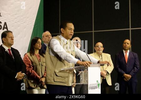 Mexico, Mexique. 31 mai 2024. Julio Cesar Valentin, chef de la Mission internationale d'observation électorale de la Conférence permanente des partis politiques d'Amérique latine (Coppal), intervient lors d'une conférence de presse à l'hôtel Hilton Reforma. Le 31 mai 2024 à Mexico, Mexique. (Photo de Luis Barron/Eyepix Group) crédit : Eyepix Group/Alamy Live News Banque D'Images