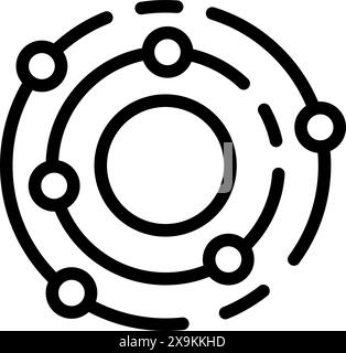 Icône technologique circulaire abstraite futuriste avec un design linéaire noir et blanc minimaliste, symbolisant l'innovation numérique moderne et la connectivité dans un fond propre et isolé Illustration de Vecteur