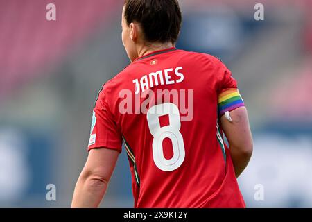 LLANELLI, PAYS DE GALLES - 31 MAI 2024 : Angharad James du pays de Galles lors du match de qualification de la Ligue B de l'UEFA Women's Euro 2025 entre les femmes du pays de Galles et les femmes de l'Ukraine au Parc y Scarlets à Llanelli le 31 mai 2024. (Photo par Ashley Crowden/FAW) Banque D'Images