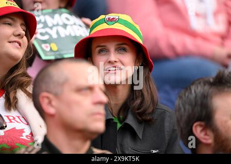 LLANELLI, PAYS DE Galles - 31 MAI 2024 : les fans du pays de Galles lors du match de qualification de la Ligue B de l'UEFA Women's Euro 2025 entre les femmes du pays de Galles et les femmes de l'Ukraine au Parc y Scarlets à Llanelli le 31 mai 2024. (Photo par Ashley Crowden/FAW) Banque D'Images