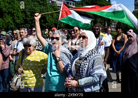 Édimbourg, Écosse, Royaume-Uni. 1er juin 2024. Liberté pour la Palestine, rassemblement à la butte. Crédit : Craig Brown/Alamy Live News Banque D'Images