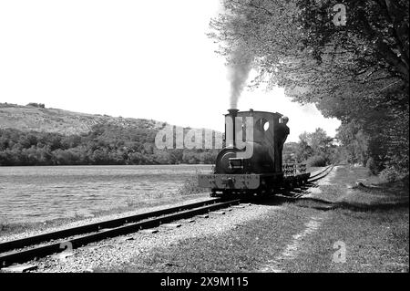 'Elidir' au nord de CEI Llydan avec un court train de wagons d'ardoise. Banque D'Images