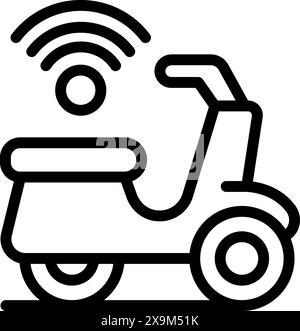 Illustration d'icône de scooter de livraison sans fil moderne et efficace pour un service de transport autonome intelligent dans la logistique urbaine et les affaires de commerce électronique, avec un design minimaliste et des lignes épurées Illustration de Vecteur