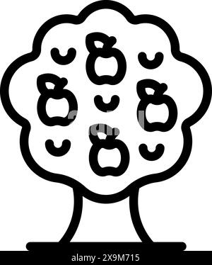 Illustration vectorielle d'une simple icône de ligne noire et blanche d'un arbre d'argent, représentant la croissance financière, la richesse et la prospérité Illustration de Vecteur