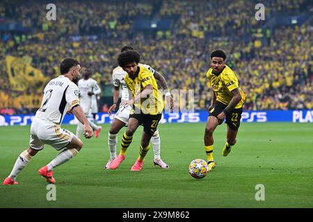 Londres, Royaume-Uni. 01 juin 2024. Karim Adeyemi (27) du Borussia Dortmund vu lors de la finale de l'UEFA Champions League 2024 entre le Borussia Dortmund et le Real Madrid à Wembley à Londres. (Crédit photo : Gonzales photo/Alamy Live News Banque D'Images