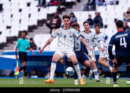 Estadio Mendoza Mendoza, Argentine - mai 27 : L'Italien Cesare Casadei contrôle le ballon lors de la Coupe du monde U-20 de la FIFA, Argentine 2023 match du Groupe d entre la République dominicaine et l'Italie au stade de Mendoza le 27 mai 2023 à Mendoza, Argentine. (Photo par SPP) (Eurasia Sport images / SPP) Banque D'Images