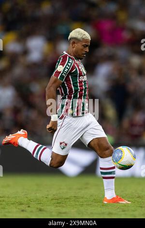 Rio de Janeiro, Brésil. 01 juin 2024. RIO DE JANEIRO, BRÉSIL - 01 JUIN : JOHN KENNEDY de Fluminense lance le ballon pendant le match entre Fluminense et Juventude dans le cadre de Brasileirao 2024 au stade Maracana le 1er juin 2024 à Rio de Janeiro, Brésil. Crédit : Ruano Carneiro/Alamy Live News Banque D'Images