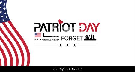 Hommage patriotique à 911 avec Flag Text illustration design Illustration de Vecteur