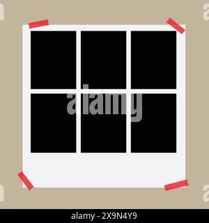 Noir vide cadre photo réaliste maquette sur fond blanc. Modèle d'album photo. Image vierge pour la mémoire sur scrapbook Pro Vector Illustration de Vecteur