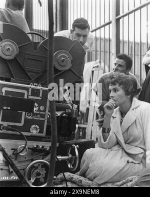 L'actrice britannique JEAN SIMMONS attend de filmer une scène pour SPARTACUS 1960 réalisateur STANLEY KUBRICK roman HOWARD FAST Screenplay DALTON TRUMBO musique ALEX NORTH Bryna Productions / Universal Pictures Banque D'Images