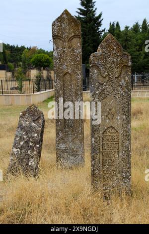 Pierres croisées dans le cimetière Noratus, Arménie Banque D'Images