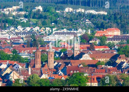 Vue sur Villingen depuis la tour d'observation Wanne Villingen-Schwenningen Schwarzwald, Forêt Noire Bade-Württemberg Allemagne Banque D'Images