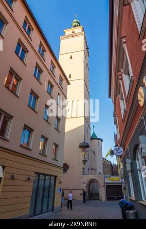 Ancien hôtel de ville avec tour Pfeifturm Ingolstadt Oberbayern, haute Bavière Bayern, Bavière Allemagne Banque D'Images