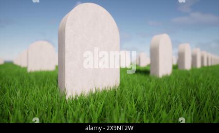 Memorial Day Tombstone Rip pierres tombales au cimetière national 3d Render Banque D'Images