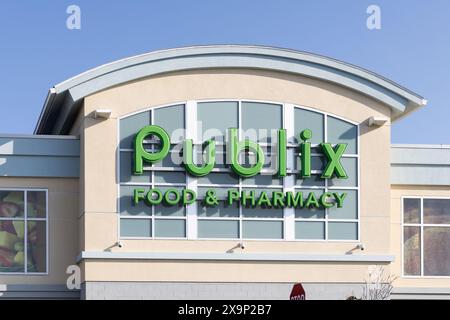 Publix Super Market est une chaîne de supermarchés américaine détenue par des employés basée à Lakeland, en Floride, avec plus de 1400 emplacements. Banque D'Images