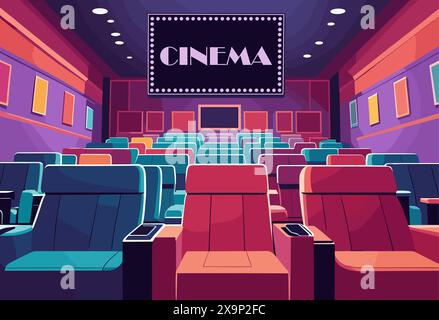Vecteur intérieur vide de cinéma de style rétro Illustration de Vecteur