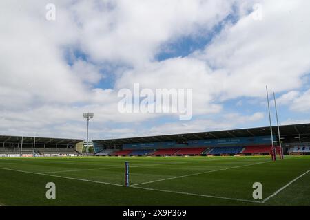 Vue générale de l'intérieur du Salford Community Stadium, domicile des Salford Red Devils devant le match de la Betfred Super League Round 13 Salford Red Devils vs London Broncos au Salford Community Stadium, Eccles, Royaume-Uni, le 2 juin 2024 (photo de Gareth Evans/News images) Banque D'Images