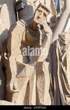 BARCELONE, ESPAGNE - 21 DÉCEMBRE 2015 - Détails de la façade de la Sagrada Familia Banque D'Images