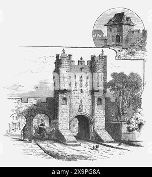 Micklegate Bar - The Red Tower, York, Engand tel qu'il apparaissait à la fin du XIXe siècle. Illustration en noir et blanc de notre propre pays vol III publié par Cassell, Petter, Galpin & Co à la fin du XIXe siècle. Banque D'Images