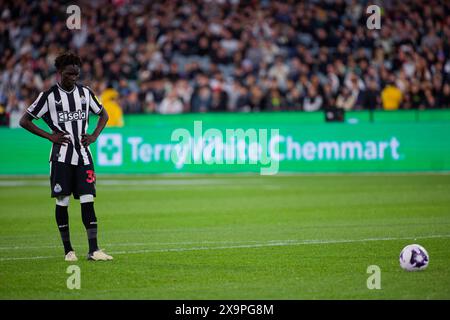 Garang Kuol de Newcastle se prépare à prendre un penalty lors du match de l'exposition entre Tottenham et Newcastle au MCG le 22 mai 20 Banque D'Images