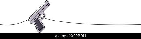 Pistolet moderne dessin continu coloré d'une ligne. Diverses armes modernes illustration continue d'une ligne. Illustration linéaire vectorielle. Illustration de Vecteur