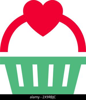 Panier pour icône de pique-nique ou symbole de la Saint-Valentin, signe de vacances conçu pour la célébration, style moderne à la mode vectoriel. Illustration de Vecteur