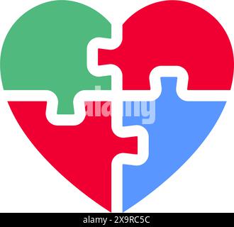 Icône de pièces de puzzle de coeur, signe de vacances Illustration de Vecteur
