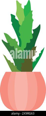 Plante en pot avec des feuilles vertes Illustration de Vecteur